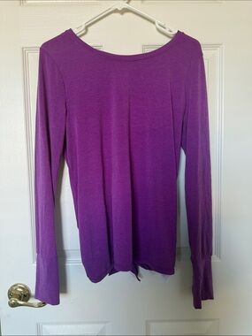 GAP Purple Long Sleeve Scoop-Neck Top